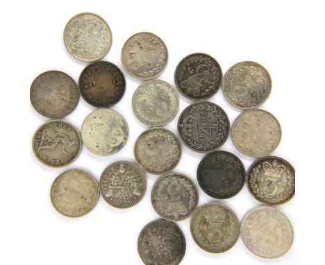 Collection of twenty high grade silver Threepence pieces. P&amp;P Group 1 (£14+VAT for the first lot and £1+VAT for subsequen