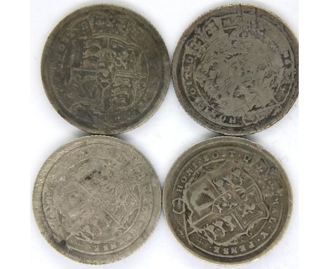 Four silver Sixpences of George III. P&amp;P Group 1 (£14+VAT for the first lot and £1+VAT for subsequent lots) 