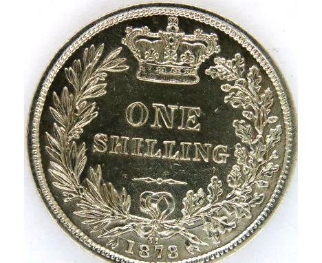1873 Die 37 silver Shilling of Queen Victoria. P&amp;P Group 1 (£14+VAT for the first lot and £1+VAT for subsequent lots) 
