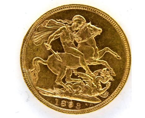 1893 gold sovereign of Queen Victoria. P&amp;P Group 1 (£14+VAT for the first lot and £1+VAT for subsequent lots) 