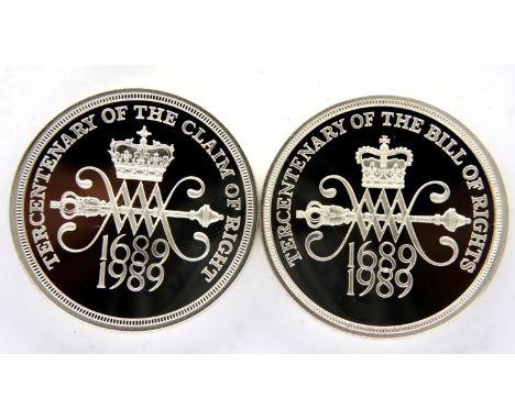 1989 Tercentenary Bill of Rights silver proof commemorative £2 of Elizabeth II, encapsulated, boxed with CoA. P&amp;P Group 1