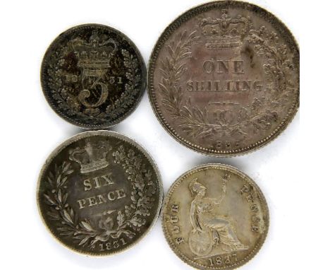 Four silver coins of William IV. P&amp;P Group 1 (£14+VAT for the first lot and £1+VAT for subsequent lots) 
