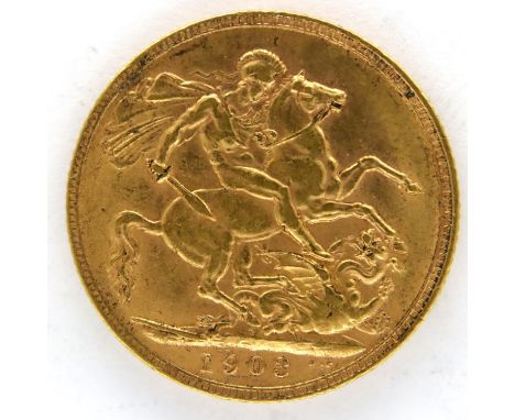 1903 gold sovereign of Edward VII. P&amp;P Group 1 (£14+VAT for the first lot and £1+VAT for subsequent lots) 