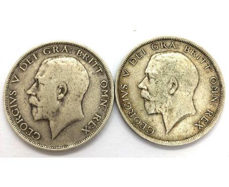 Two 1914 silver Half Crowns of George V. P&amp;P Group 1 (£14+VAT for the first lot and £1+VAT for subsequent lots) 