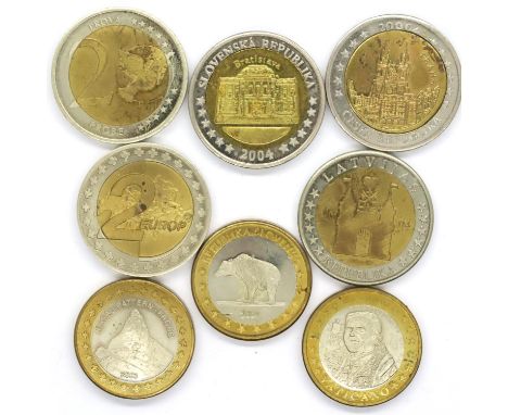 Eight European Essai test/trial Euro coins for circulation. P&amp;P Group 1 (£14+VAT for the first lot and £1+VAT for subsequ