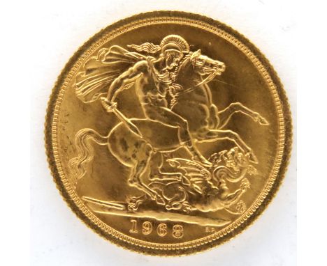 1968 gold sovereign of Elizabeth II. P&amp;P Group 1 (£14+VAT for the first lot and £1+VAT for subsequent lots) 