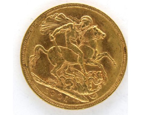 1901 gold sovereign of Queen Victoria. P&amp;P Group 1 (£14+VAT for the first lot and £1+VAT for subsequent lots) 