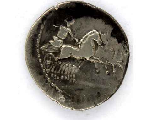 3rd Century BC Roman Silver Denarius of the Republic - Thunderbolt under Apollo; Jupiter riding Quadriga. P&amp;P Group 1 (£1
