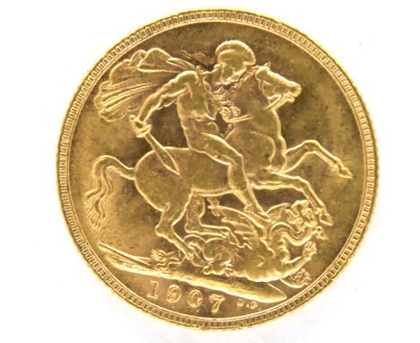 1907 gold sovereign of Edward VII. P&amp;P Group 1 (£14+VAT for the first lot and £1+VAT for subsequent lots) 