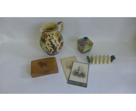 A box containing miscellaneous china, photos and Poole pottery etc (a lot) 