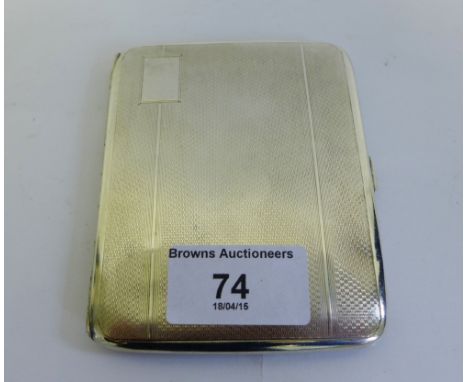 George V Art Deco silver cigarette case, with engine turned decoration, maker's mark for John Henry Whyn, Birmingham 1935