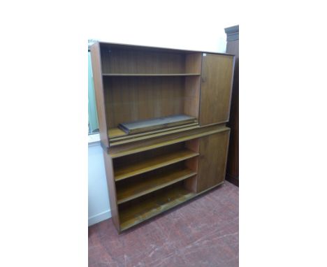 A collection of six retro teak bookcase / shelf units