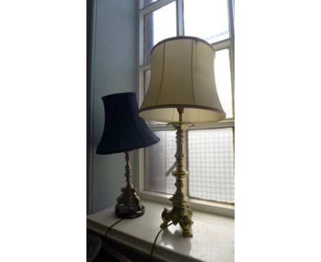 A brass table lamp together with another (2) 