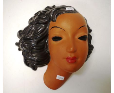 Art Deco Goldscheider terracotta face wall plaque circa 1950's, height 25cm approx