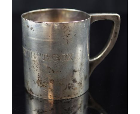 Antique Sargison Australian silver baptism cup marked 'H.F. Sargison, Sterling,' to base, engraved monogram 'James Lyndhurst 