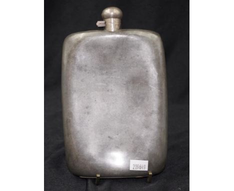 Vintage large silver plate whisky flask silver plate (worn) spirit flask with cap, marked to base for H.N. Hewitt &amp; Co, S