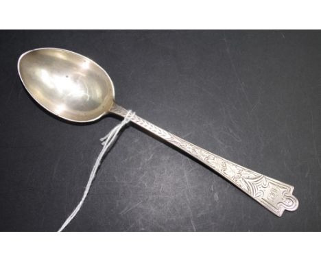 Edward VII sterling silver picture back spoon Glasgow 1911, makers Liberty Company, engraved decoration to handle and figural