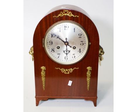 Good mahogany cased mantel clock restored, circa 1920s, height approx 37cm