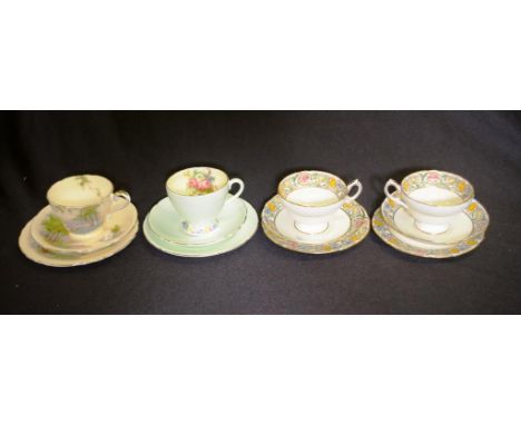 Four English trios including 2 Hammersley, 1 Aynsley, and 1 old Foley