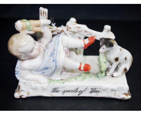 Victorian ceramic fairing 'The Spoils of War' (width 11cm; height 7cm approx).