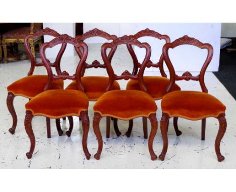 Six vintage balloon back chairs