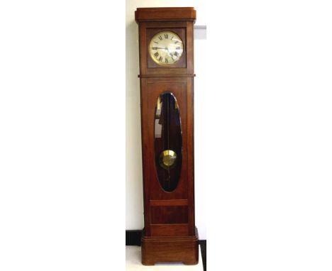 German long case grandfather clock with 3 train Westminster chimes movement (requires servicing), 48cm wide, 26cm deep, 214cm