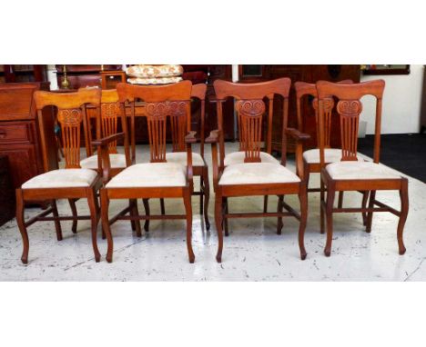 Set of 8 vintage dining chairs including 2 carver armchairs