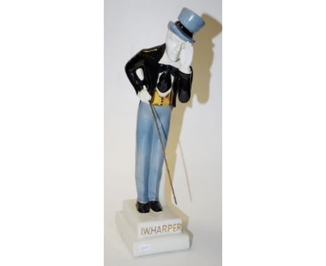 Vintage I.W. Harper whisky decanter depicting a man in a top hat, 41cm high approx