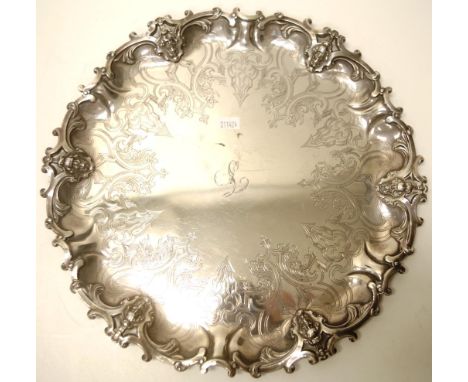 Silver plated serving tray 19th Century, Old Sheffield Plate, width approx 13.5cm