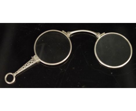 Sterling silver lorgnette with filigree handle unmarked