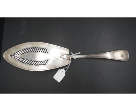 George III sterling silver cake slice London 1804, maker (possibly) John Edwards III, monogrammed, pierced blade, (length 30c