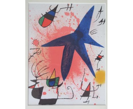 After Joan Miro (1893-1983): A framed and glazed lithograph, Passion Estampes edition, 31cm x 24cm