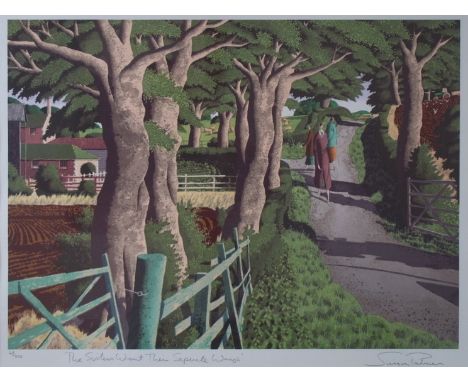 SIMON PALMER (b1956) A framed and glazed silkscreen print entitled 'The Sisters went their separate Ways' 44cm x 58cm