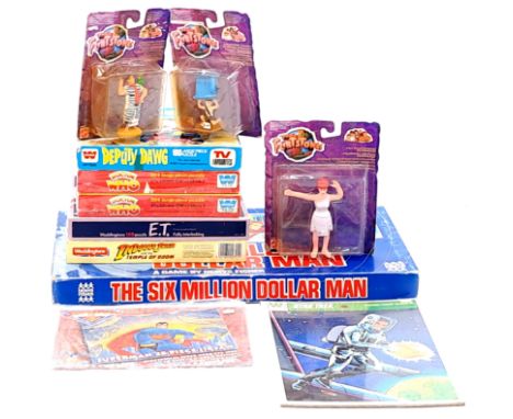 Quantity of TV &amp; Film related collectables, to include Denys Fisher The Six Million Dollar Man board game, vintage jigsaw