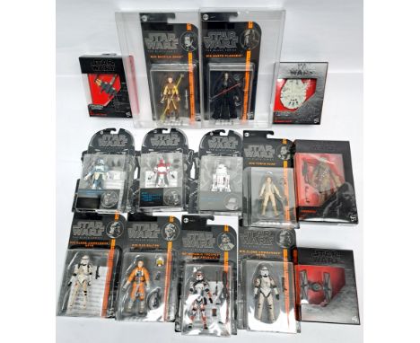 Star Wars Black Series assortment Darth Plagueis, Bastilla Shan, Titanium ships, blue and orange line figures. mint in sealed