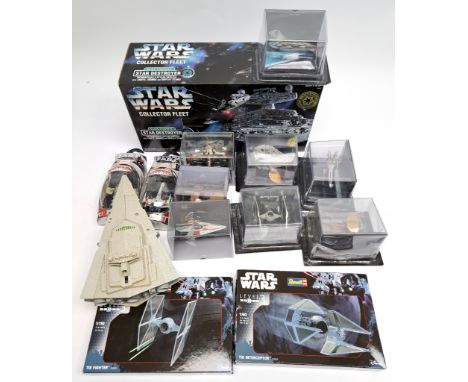 Kenner, Revell, De Agostini Star Wars mixed lot of assorted model ships. Good to excellent.note: Revell Darth Vader tie opene