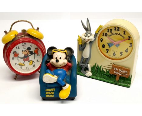 The Walt Disney Company, Bradley, Janex Corp, vintage alarm clocks &amp; radio, to include The Walt Disney Company Mickey Mou