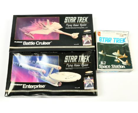 Estes / AMT Star Trek x three kits: Estes Star Trek 25th anniversary special Starship Enterprise #1275 and Klingon Battle Cru