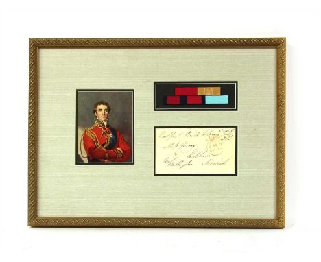 An envelope signed by Arthur Wellesley, first Duke of Wellington, addressed to a recipient in Earlham, Norwich and post marke