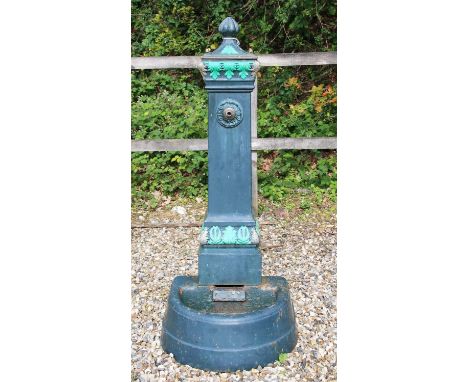 A Victorian cast iron water fountain, with square column and trough, 140cm high