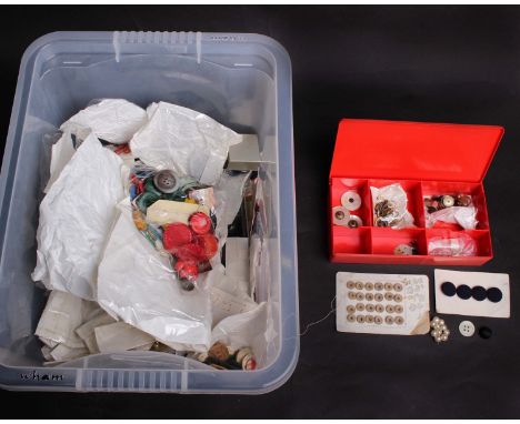 A large collection of miscellaneous buttons and studs, to include glass, metal, early plastic, mother of pearl, silk and wood