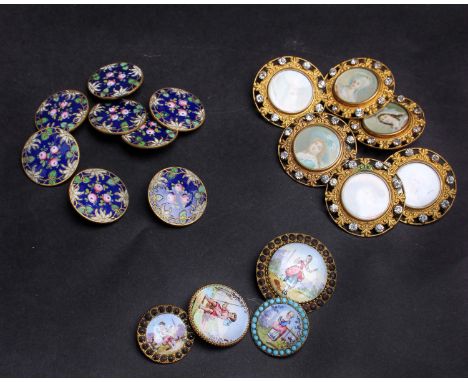 A set of six late 19th Century A.P &amp; Cie Paris gilt metal buttons, each with a central image of a woman's head and should
