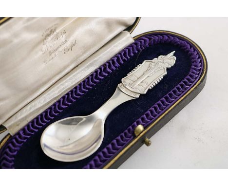 A 20TH CENTURY CADDY SPOON with a relief image of "GEYSIR"* on the terminal, maker's mark "SS" within a pelleted oval and "83