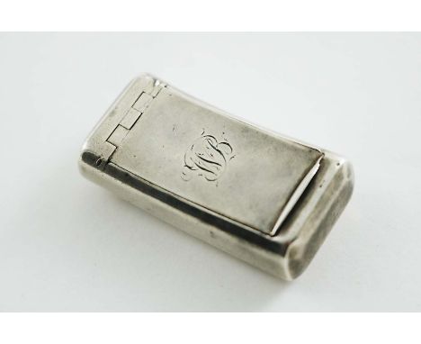 A GEORGE III SMALL RECTANGULAR SNUFF BOX curved to fit the pocket, initialled, gilt interior, by Joseph Wilmore, Birmingham 1