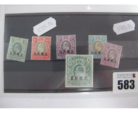 Somaliland SG010-015 O.H.M.S. Overprint to IR Very Light Mounted Mint, catalogue £779.