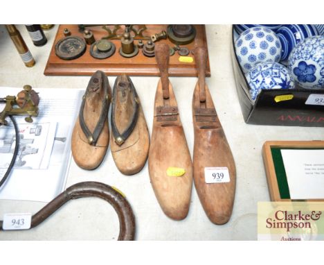 Two pairs of vintage wooden shoe stretchers 