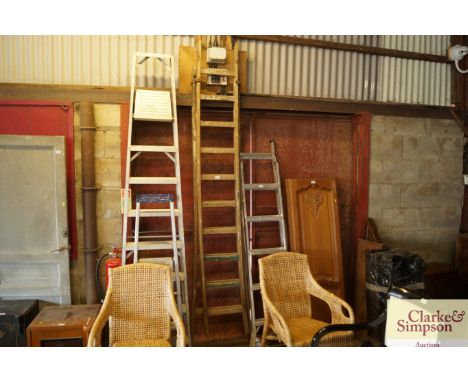 An old wooden fruit picking ladder