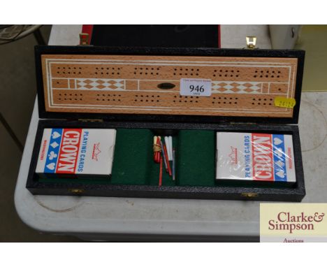 A Jaques cribbage set and case