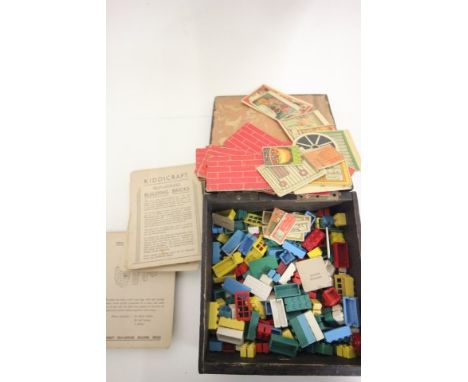 Box of Kiddicraft self locking building blocks in the form of Lego style plus vintage cards
