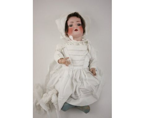 Bahr & Proschild Late 19th / Early 20th century Bisque Headed German Doll, impressed mark to neck BP in heart and 678 14 with